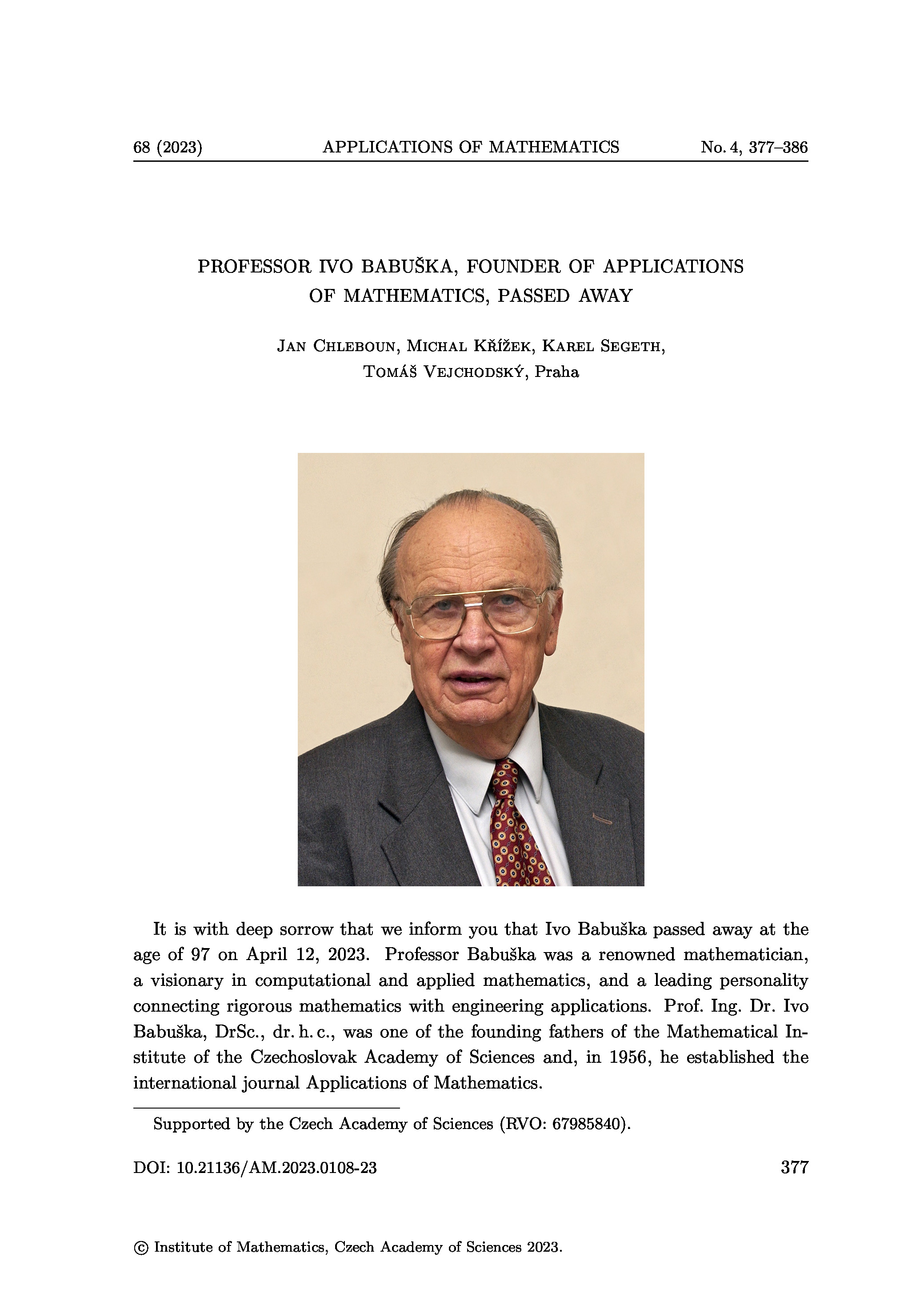 Thumbnail for Memorial Article