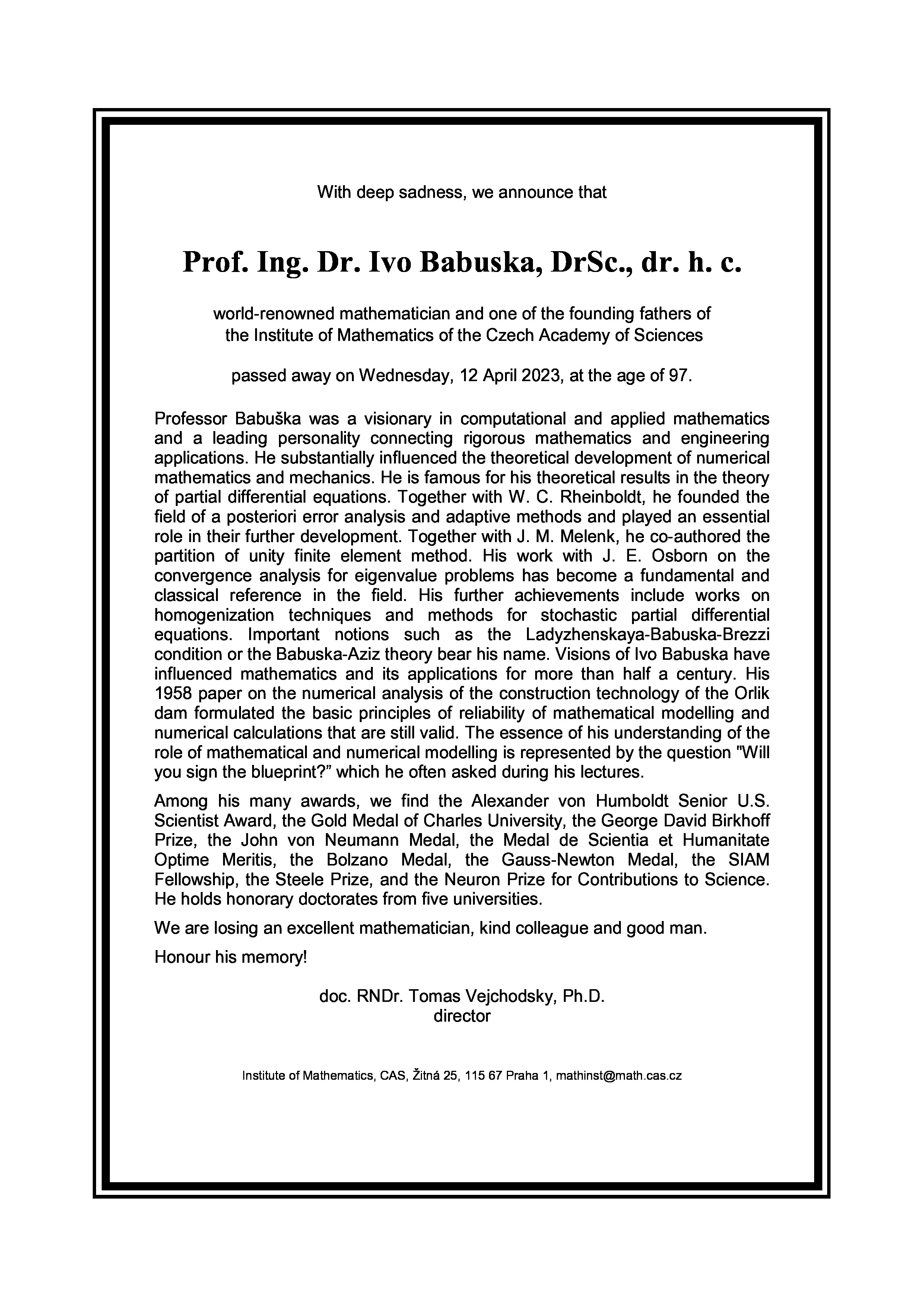 Thumbnail for Announcement of Passing