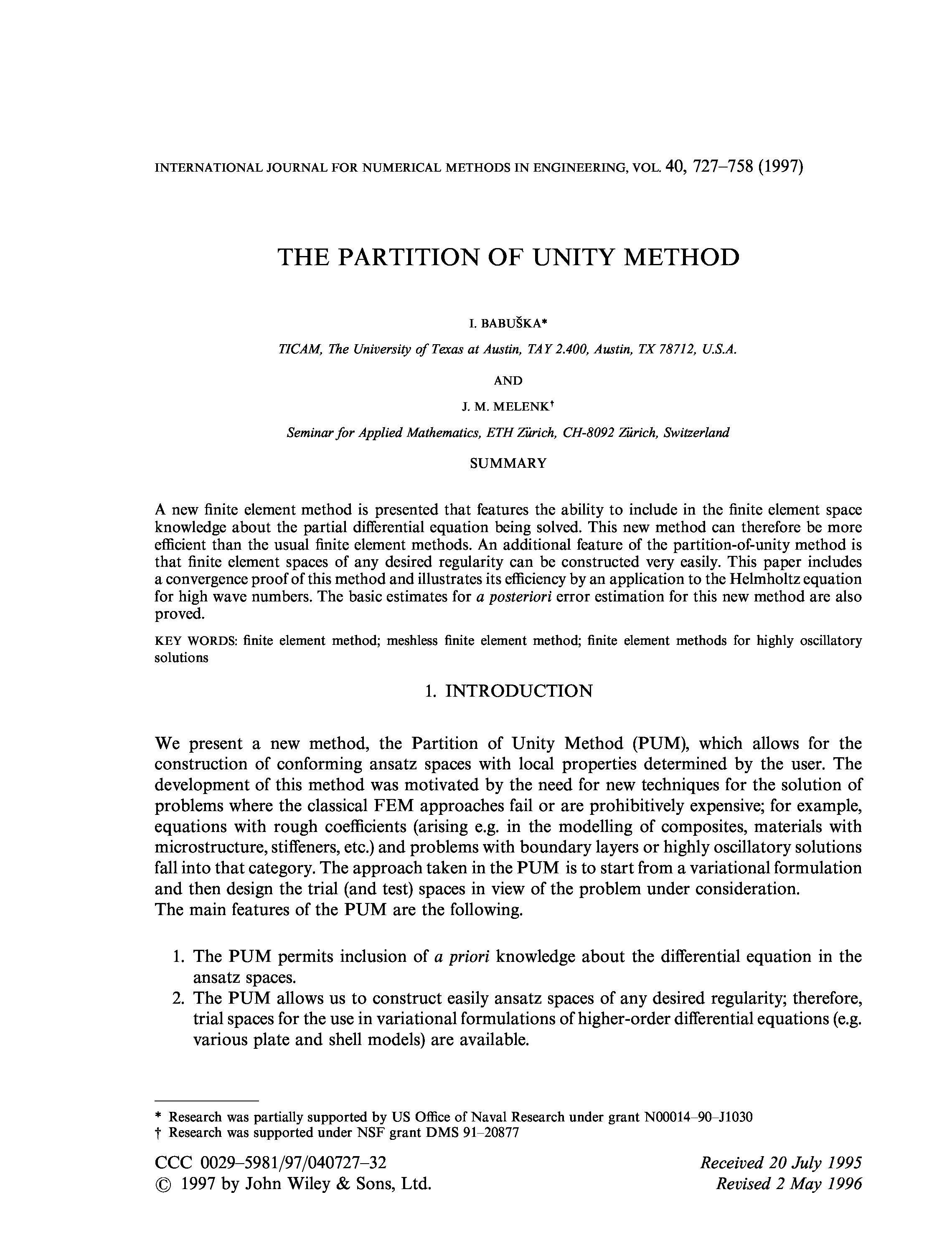 Thumbnail for The Partition Of Unity Method