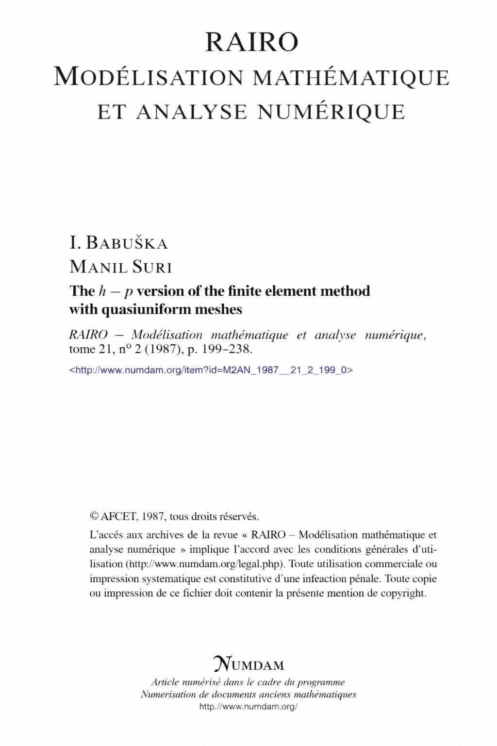 Thumbnail for The h-p Version of the Finite Element Method with Quasiuniform Meshes