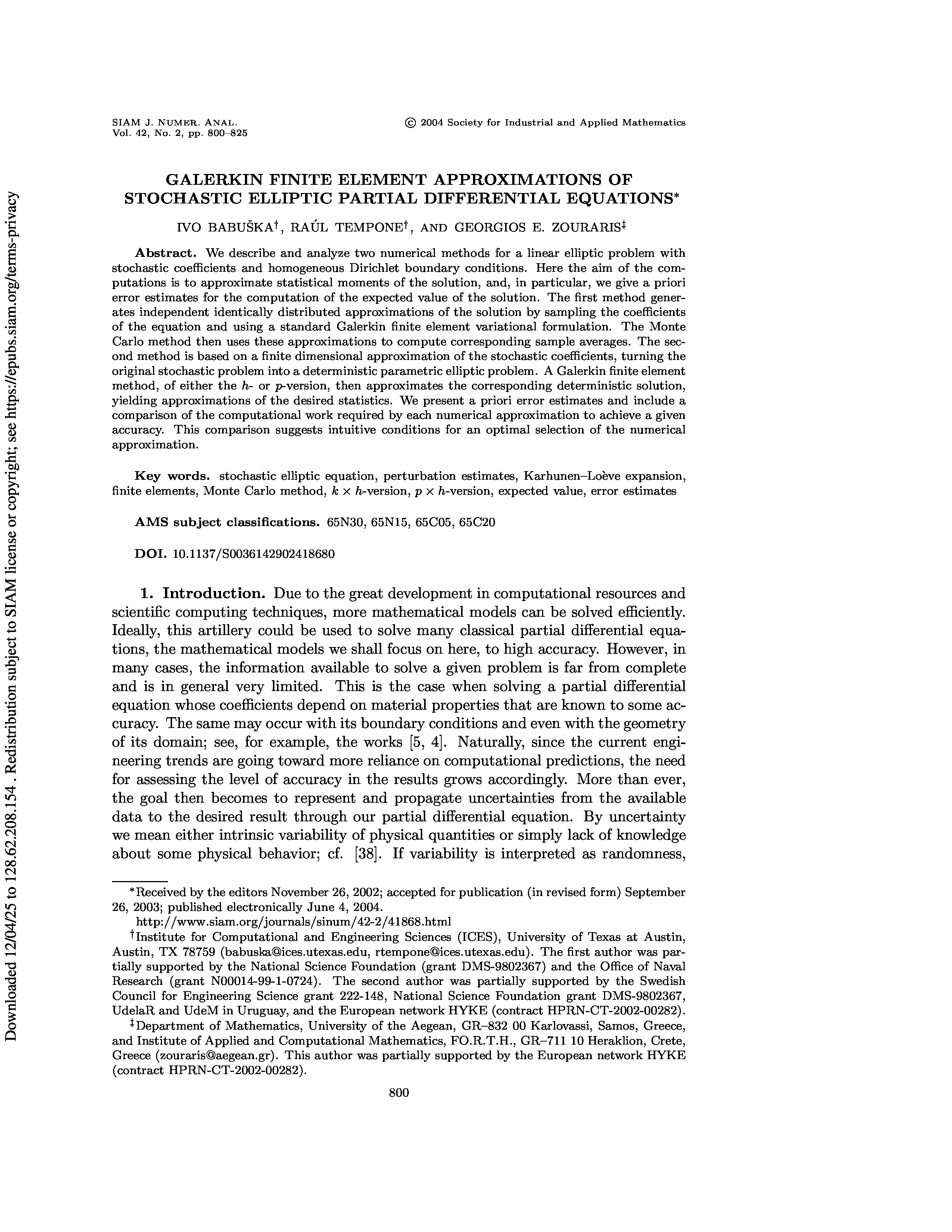 Thumbnail for Galerkin Finite Element Approximations of Stochastic Elliptic Partial Differential Equations*