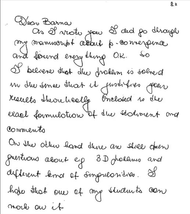 Babuška's letter to Dr. Barna Szabo